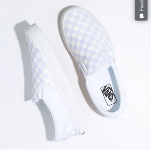 New with tags vans white checkered slip ons women’s size 9 men’s size 7.5